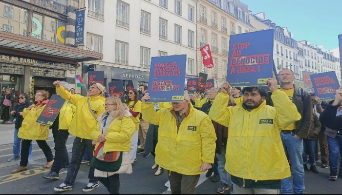 প্যারিসে গাজা যুদ্ধবিরতির দাবিতে বিক্ষোভ সমাবেশ